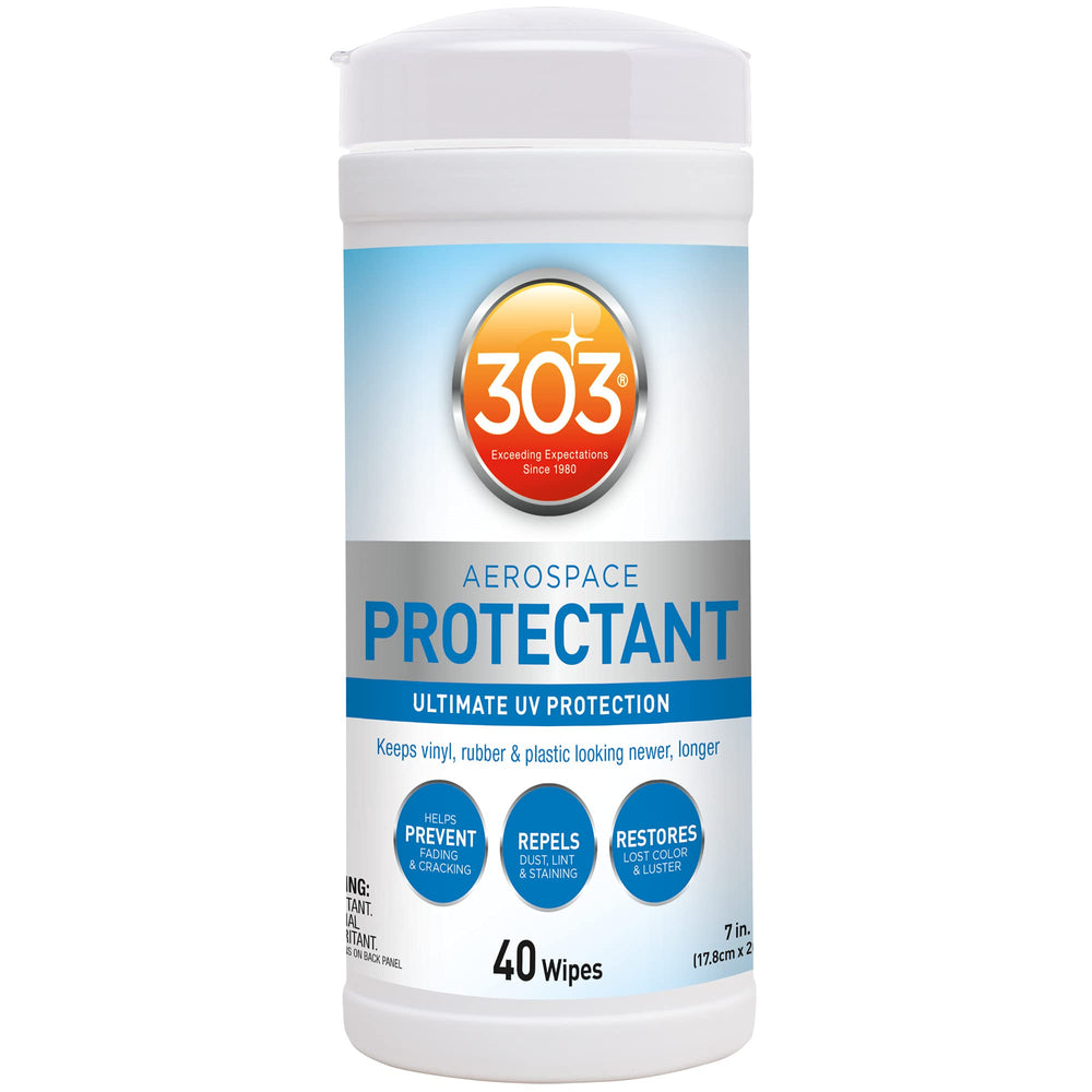 303 Products Aerospace Protectant wipes packaging for UV protection on multiple surfaces