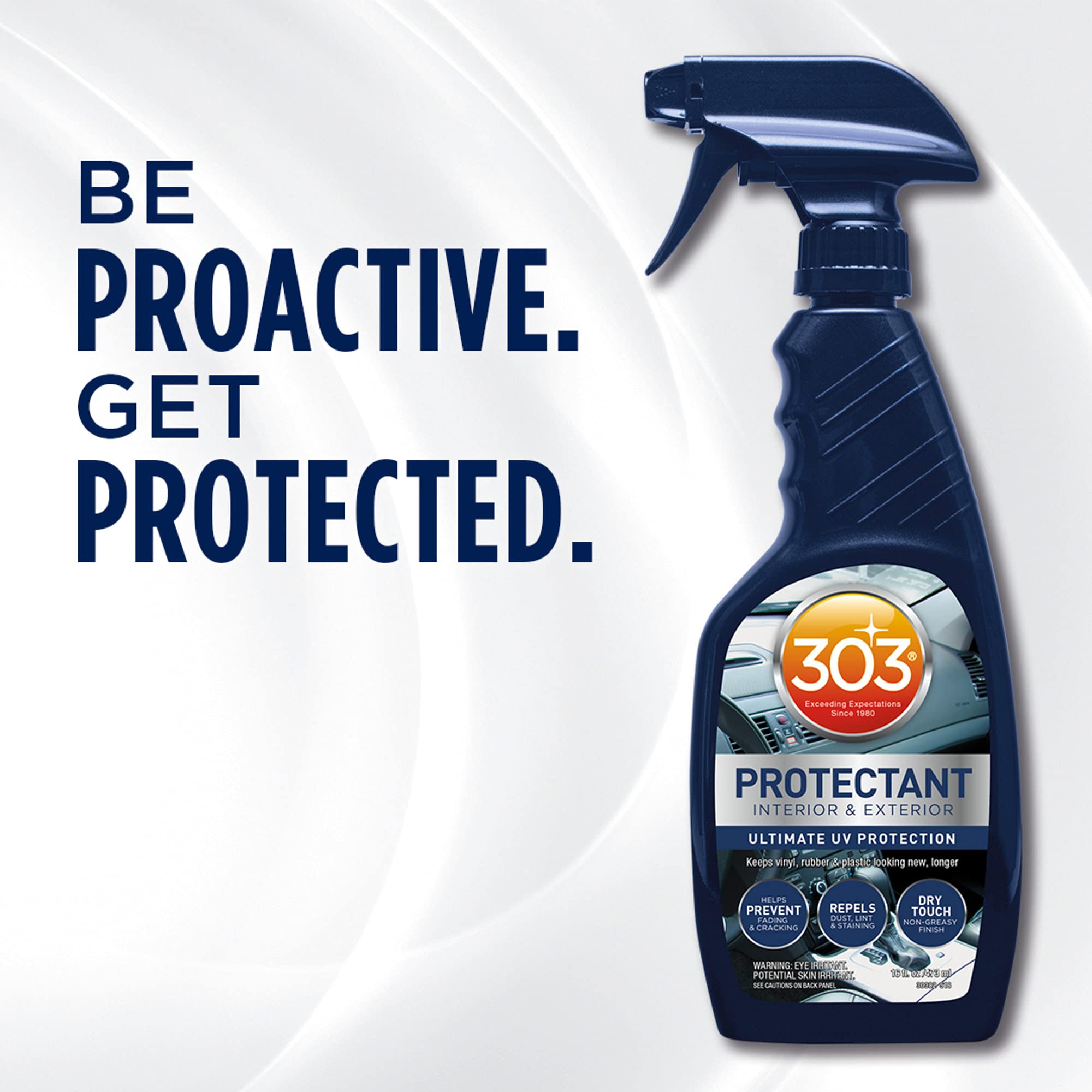 303 Products automotive protectant spray repels dust and lint on dashboards and trim.