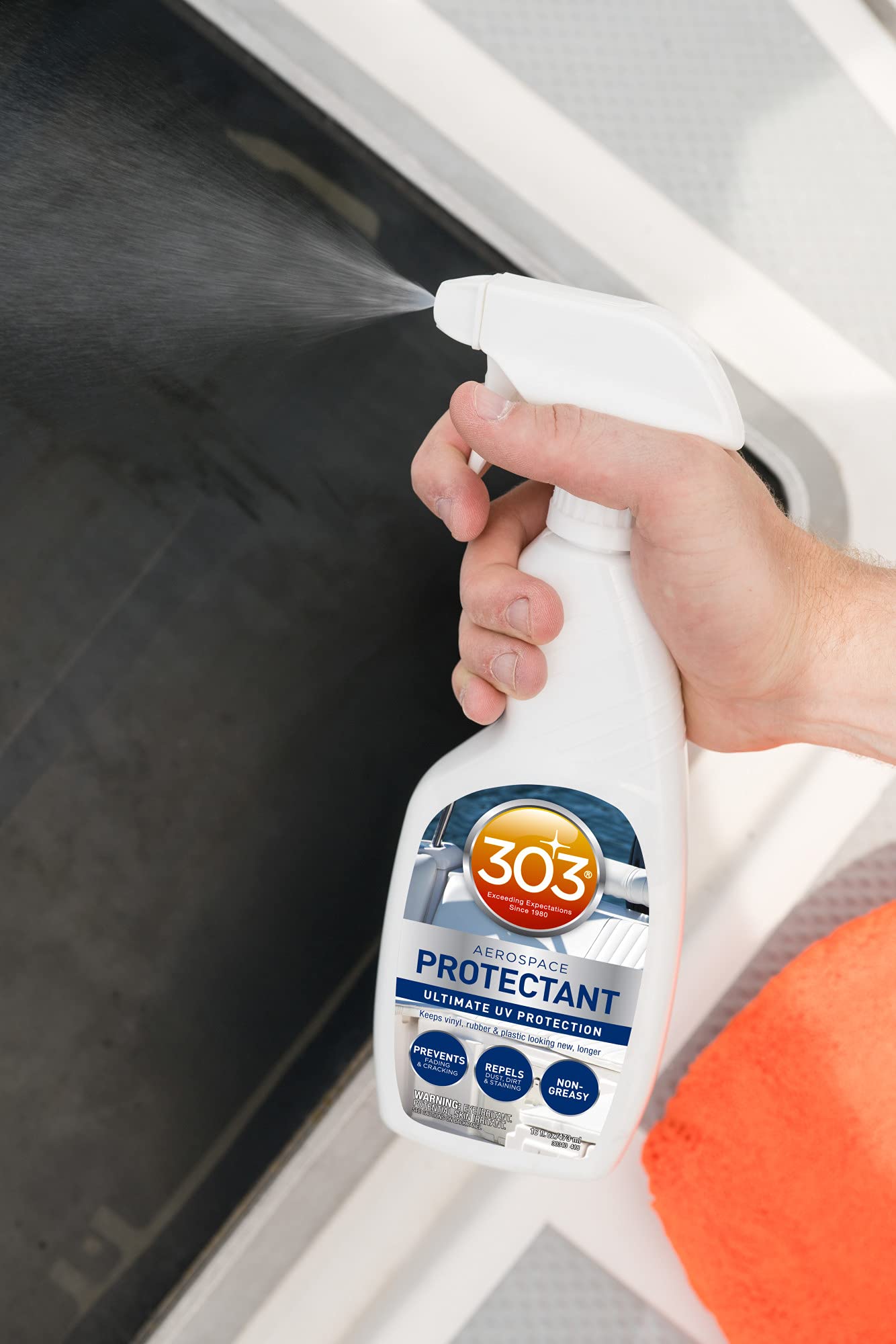 Bottle label shows directions and clean surface application details