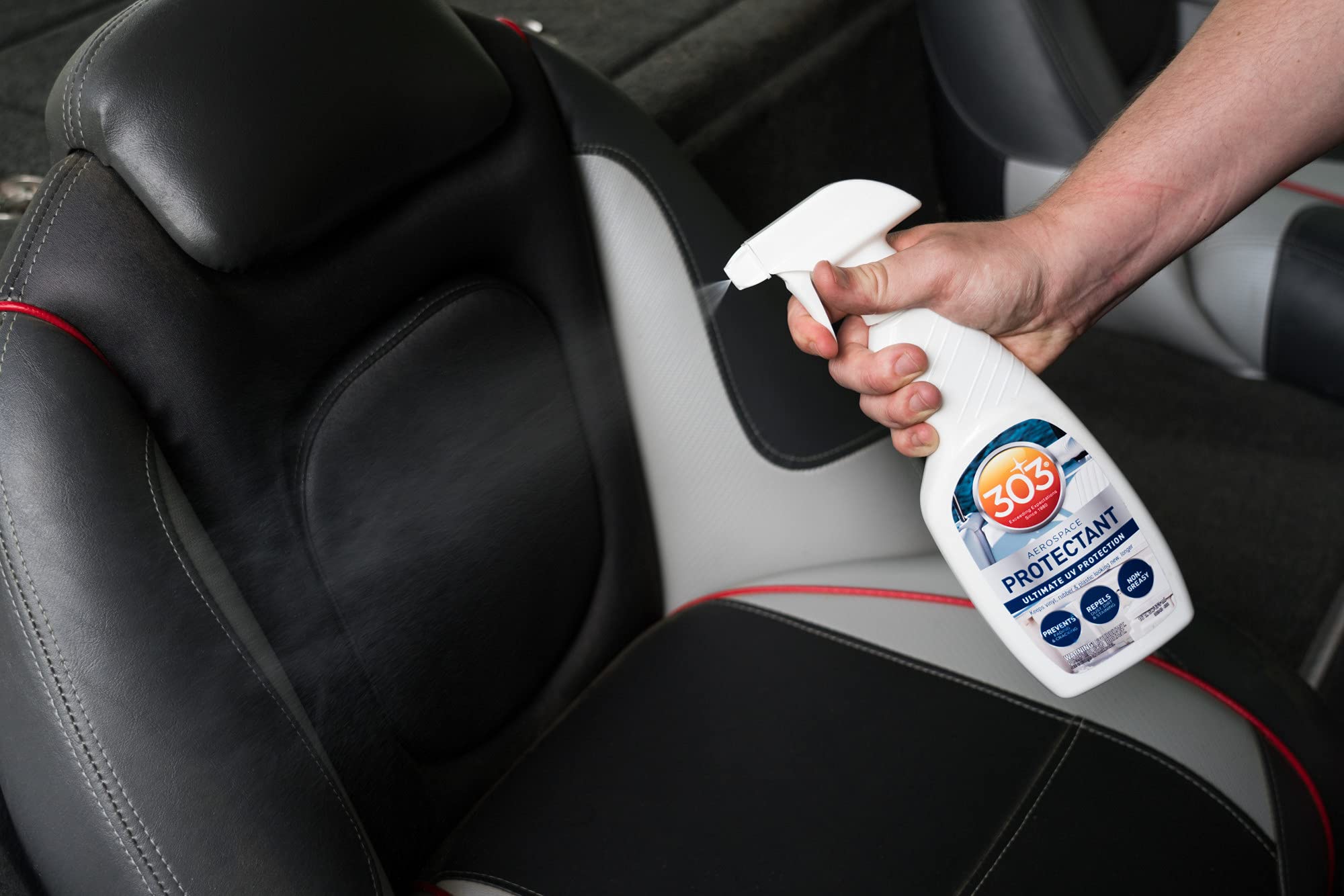 User sprays and air-dries after application for a non-greasy coat