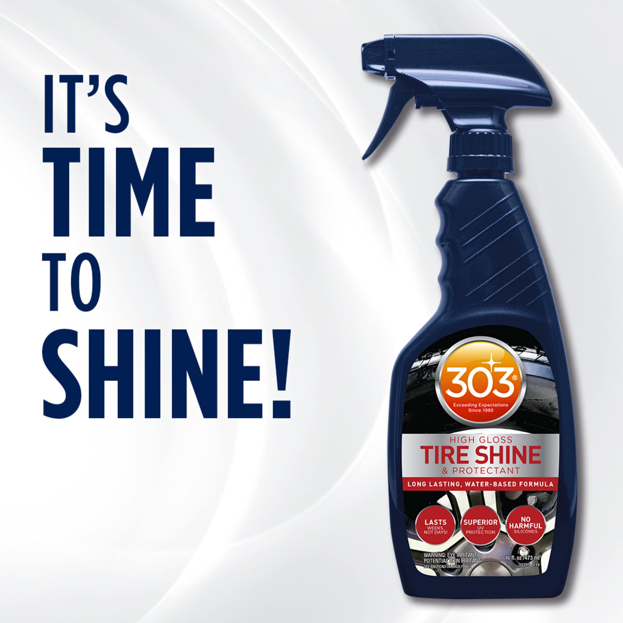 303 Products no-silicone tire shine emphasizes safe, frequent use.