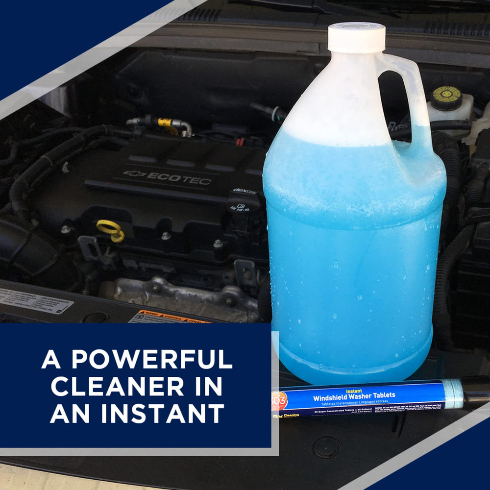 Dropping a tablet into reservoir creates ready-to-use windshield cleaner