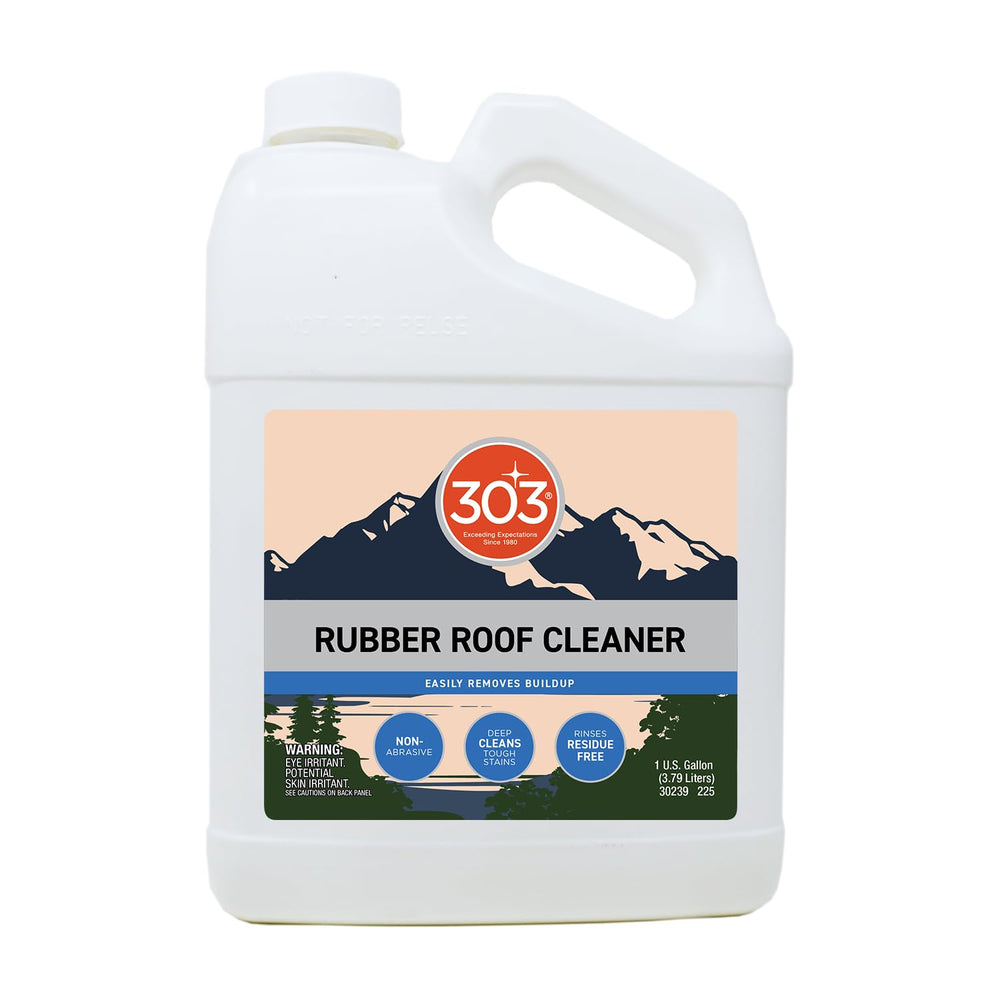 303 Products Rubber Roof Cleaner bottle showing safe, eco-friendly roof cleaning.