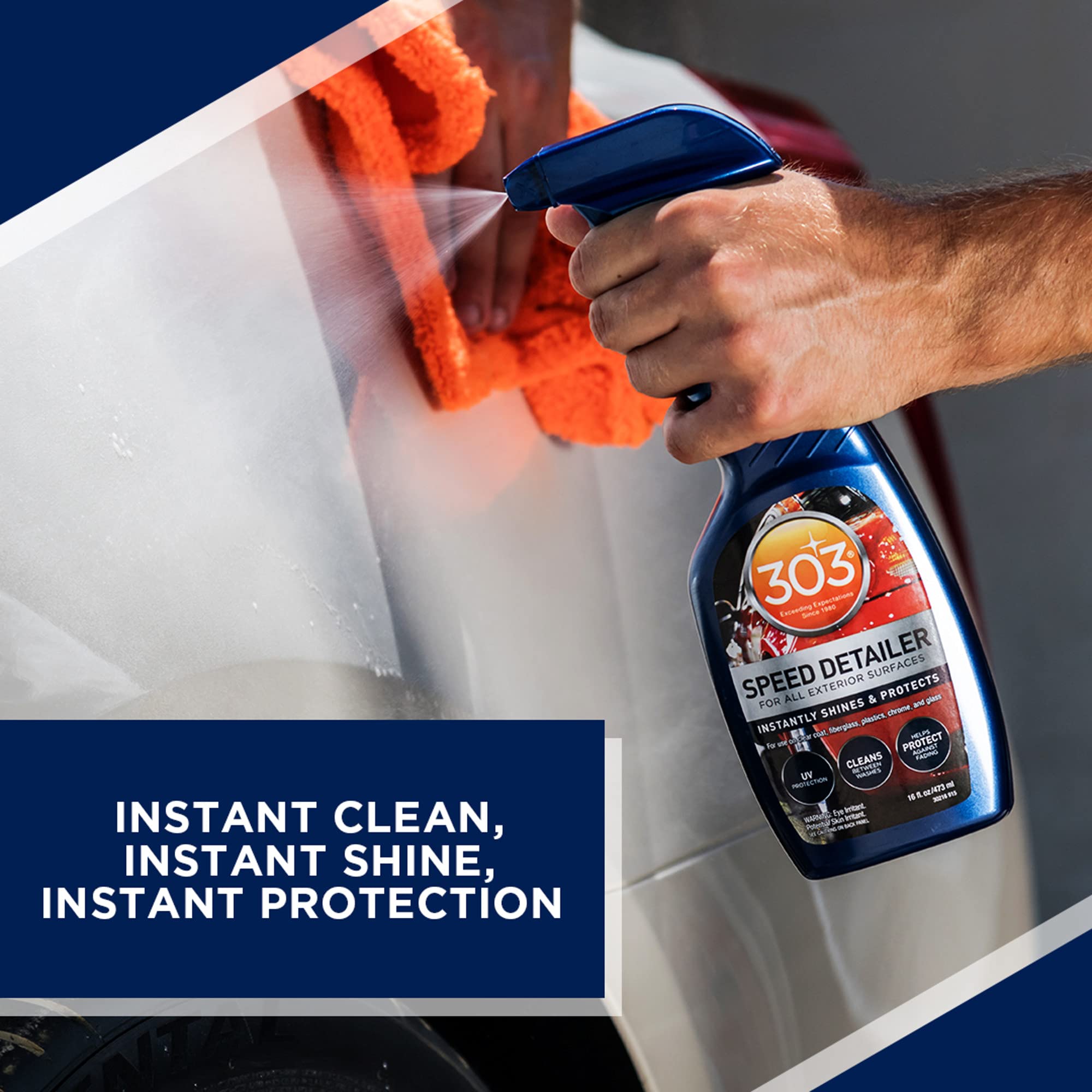 303 Products Speed Detailer protects paint, chrome, and glass with UV-friendly gloss.