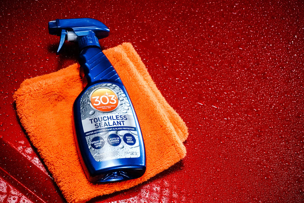 303 Touchless Sealant protects wheels and windshields with water beading