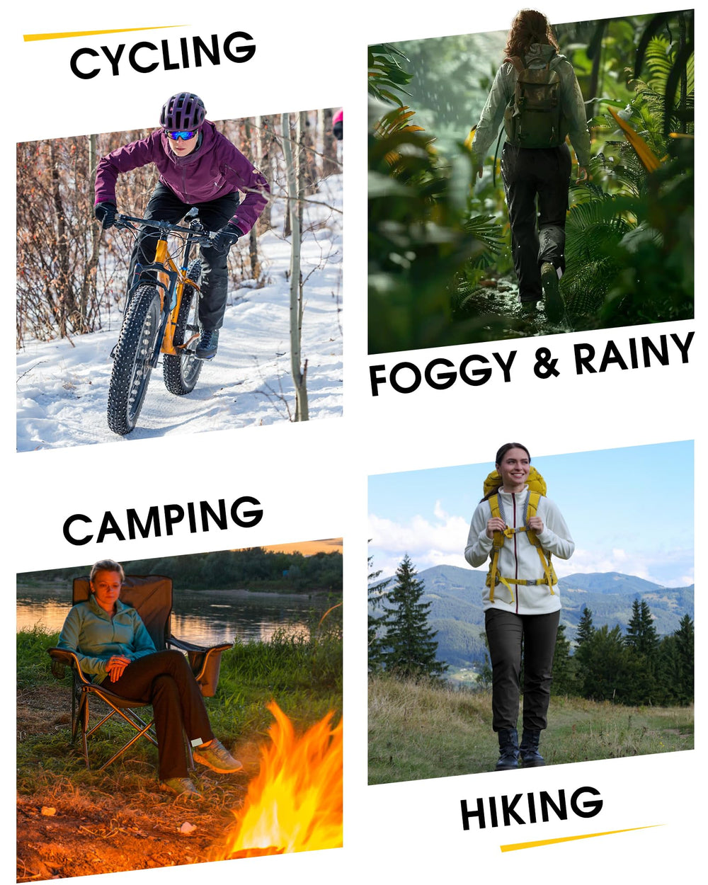 33,000ft women's rain pants suitable for hiking, camping, cycling and daily commutes.