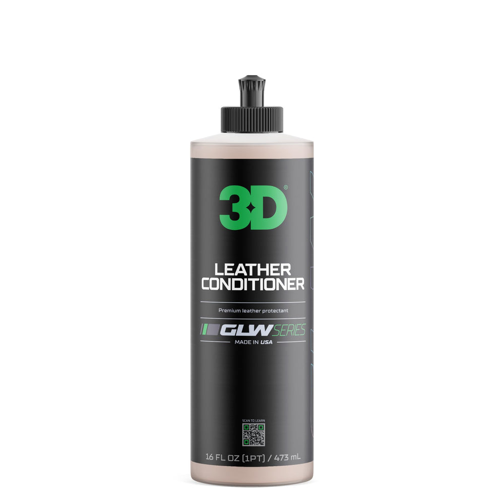 3D GLW Leather Conditioner bottle pour for easy DIY leather renewal.