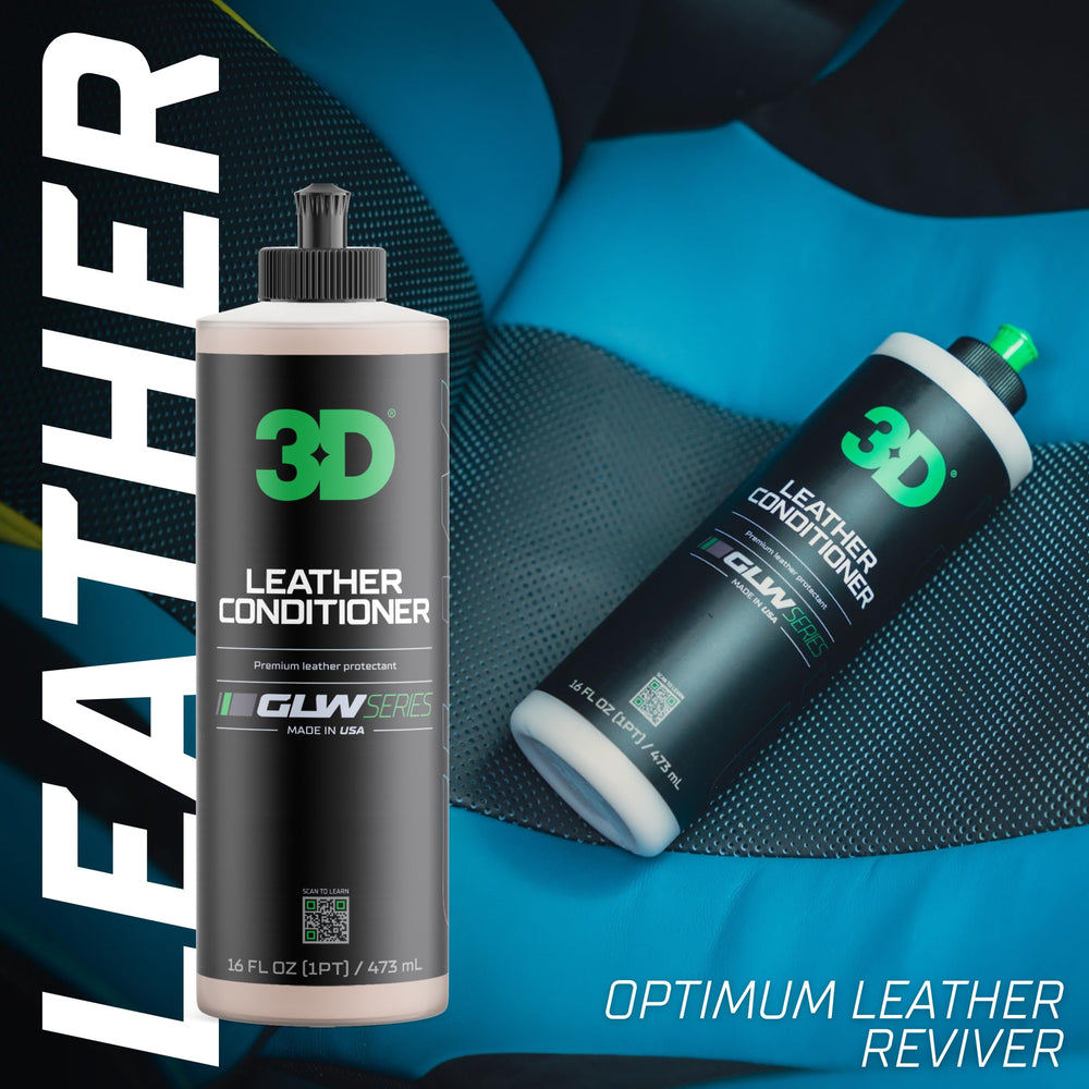 3D GLW Leather Conditioner used on car interior to refresh seats and surfaces.