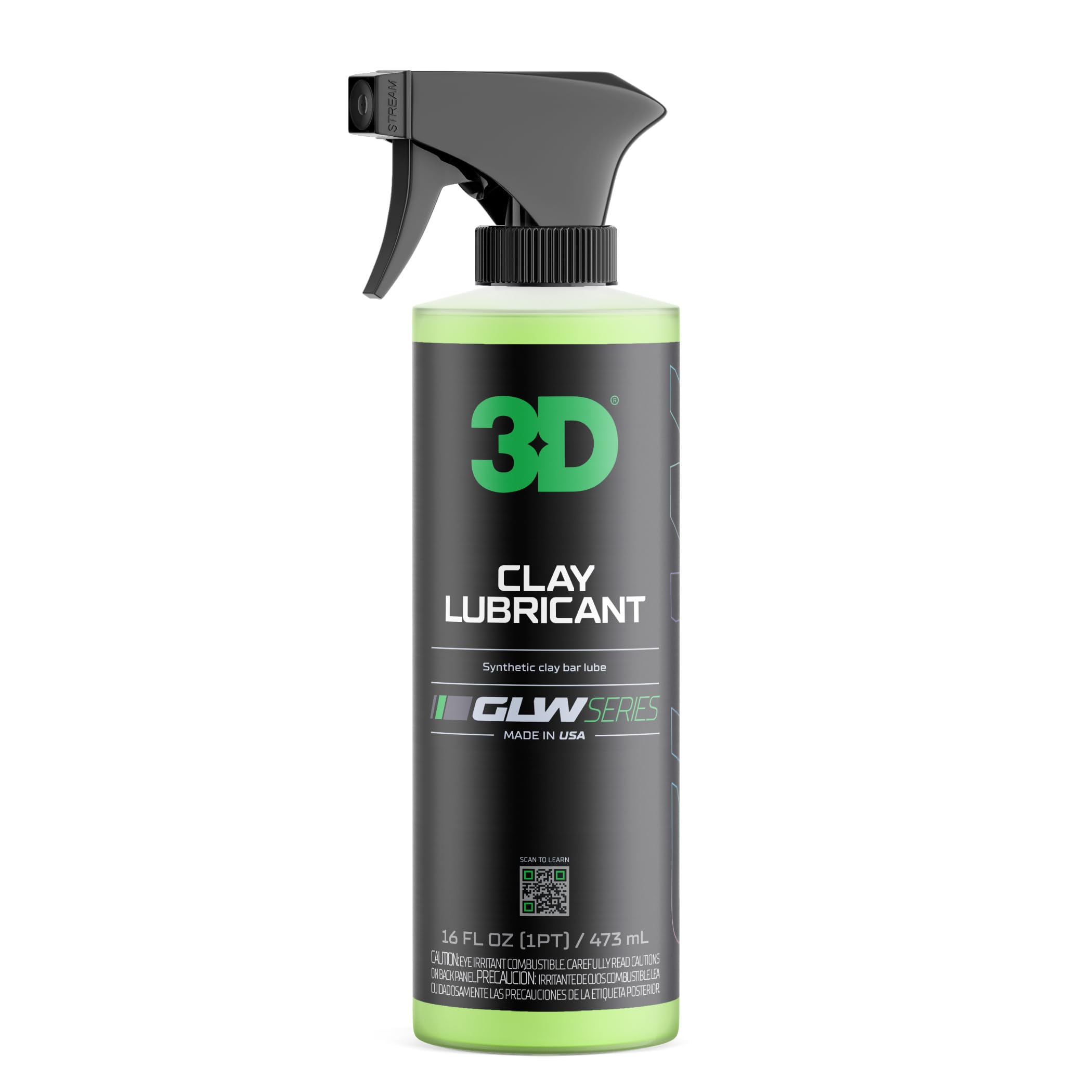 3D GLW Series clay lubricant bottle pour demonstrating smooth decontamination