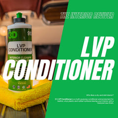 3D Leather, Vinyl & Plastic Conditioner label highlighting multi-surface use.