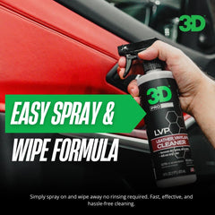 3D LVP Interior Cleaner used on leather surface to lift stains