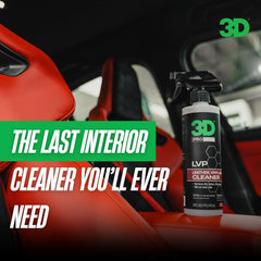 3D LVP Interior Cleaner spray action showing mist for easy dirt removal