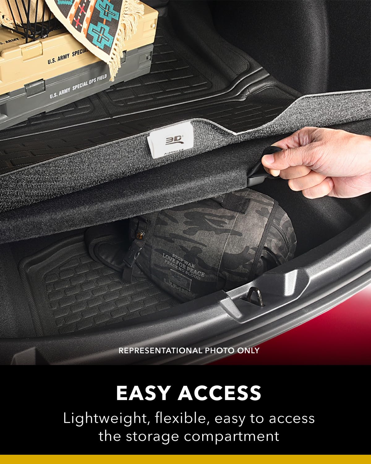 Kagu cross fold cargo liner in black provides flexible protection for BMW X7 trunk.
