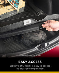 Kagu cross fold cargo liner in black provides flexible protection for BMW X7 trunk.