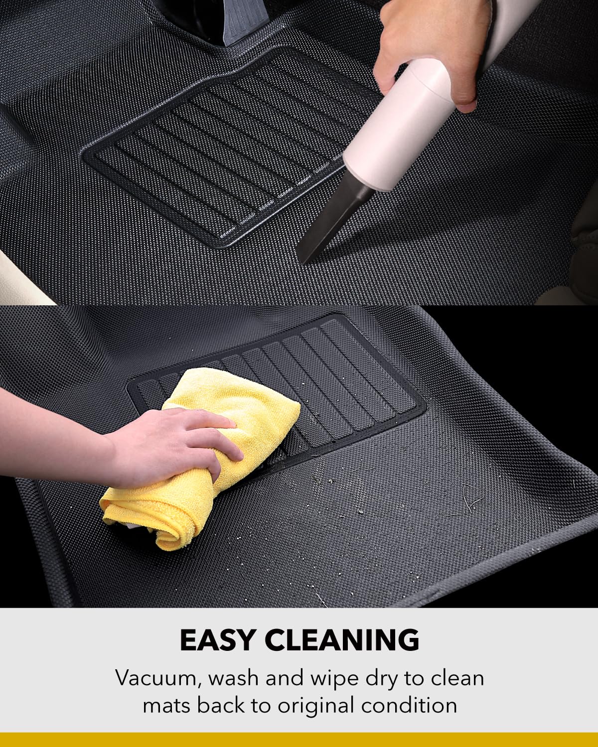 Easy to remove, wipe clean, or spray down for quick renewal.