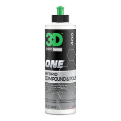 3D One scratch remover on a paint panel delivering one-step correction and gloss.