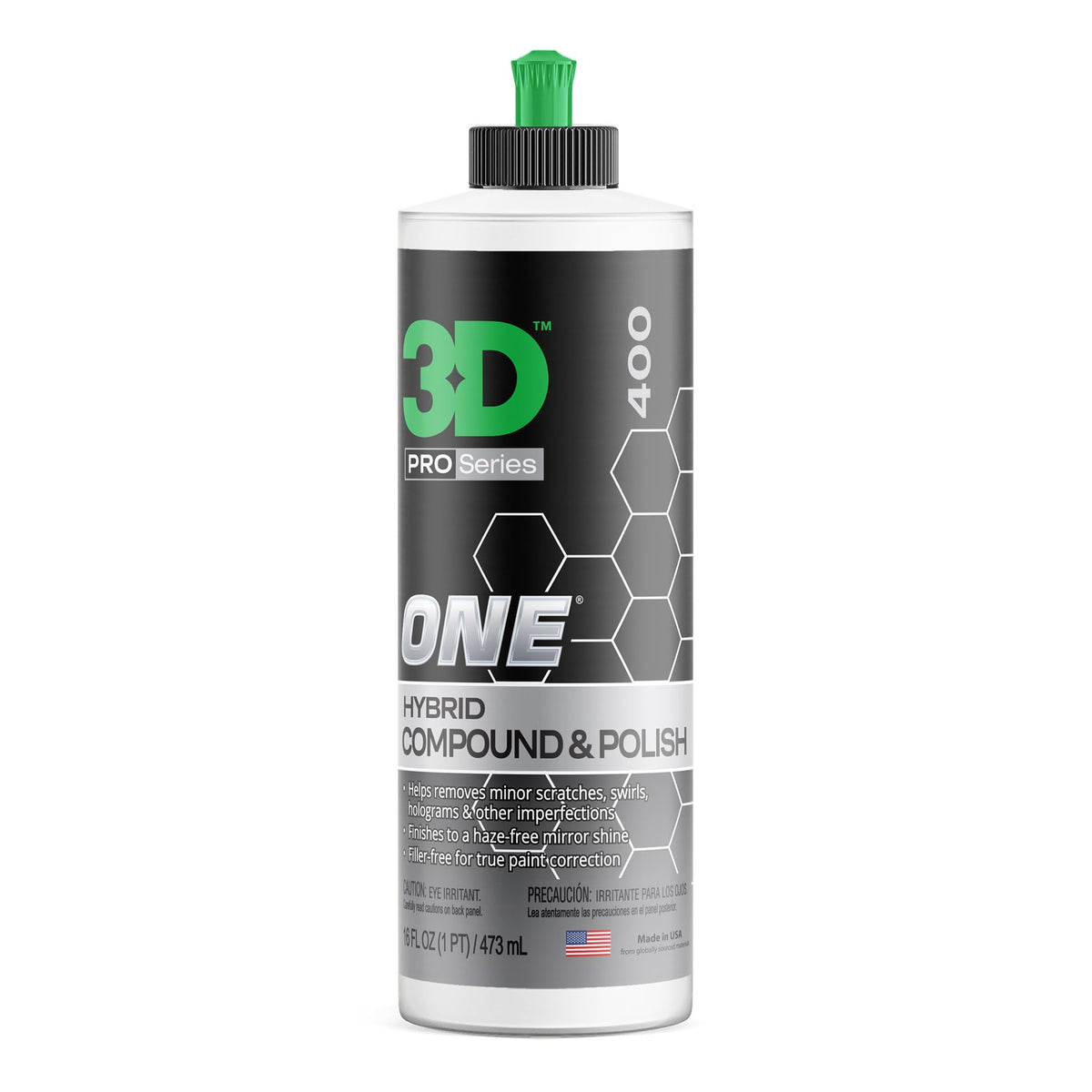 3D One bottle close-up showing scratch removal for a show-ready finish