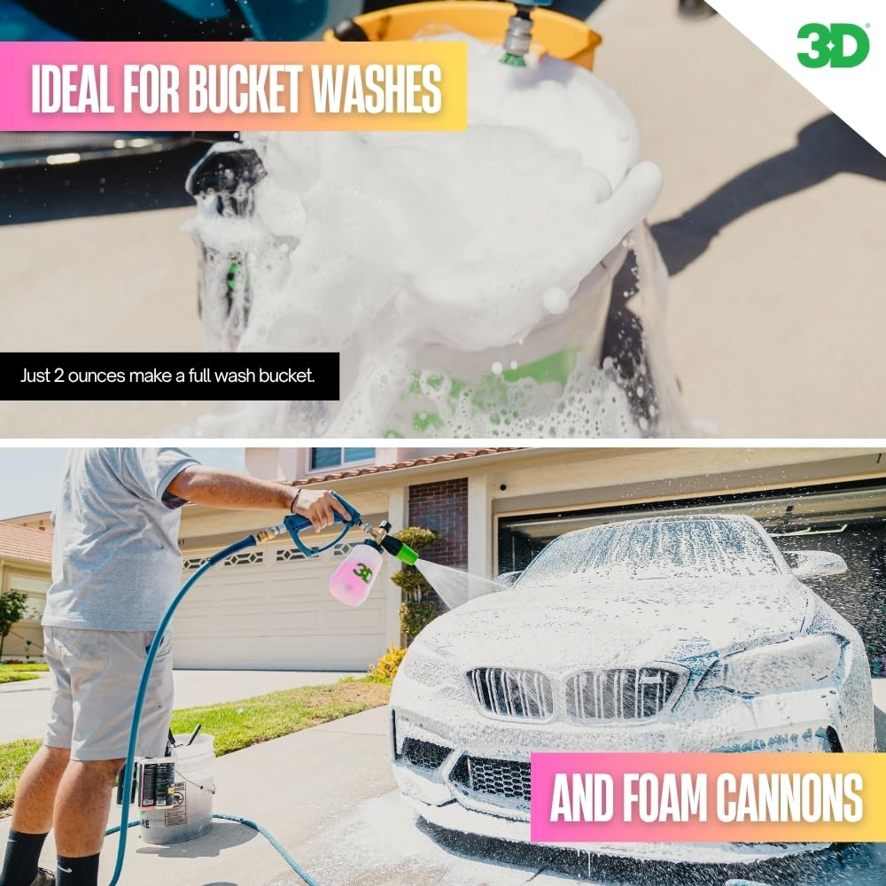 Rinse view reveals a streak-free finish after using 3D Pink Car Soap