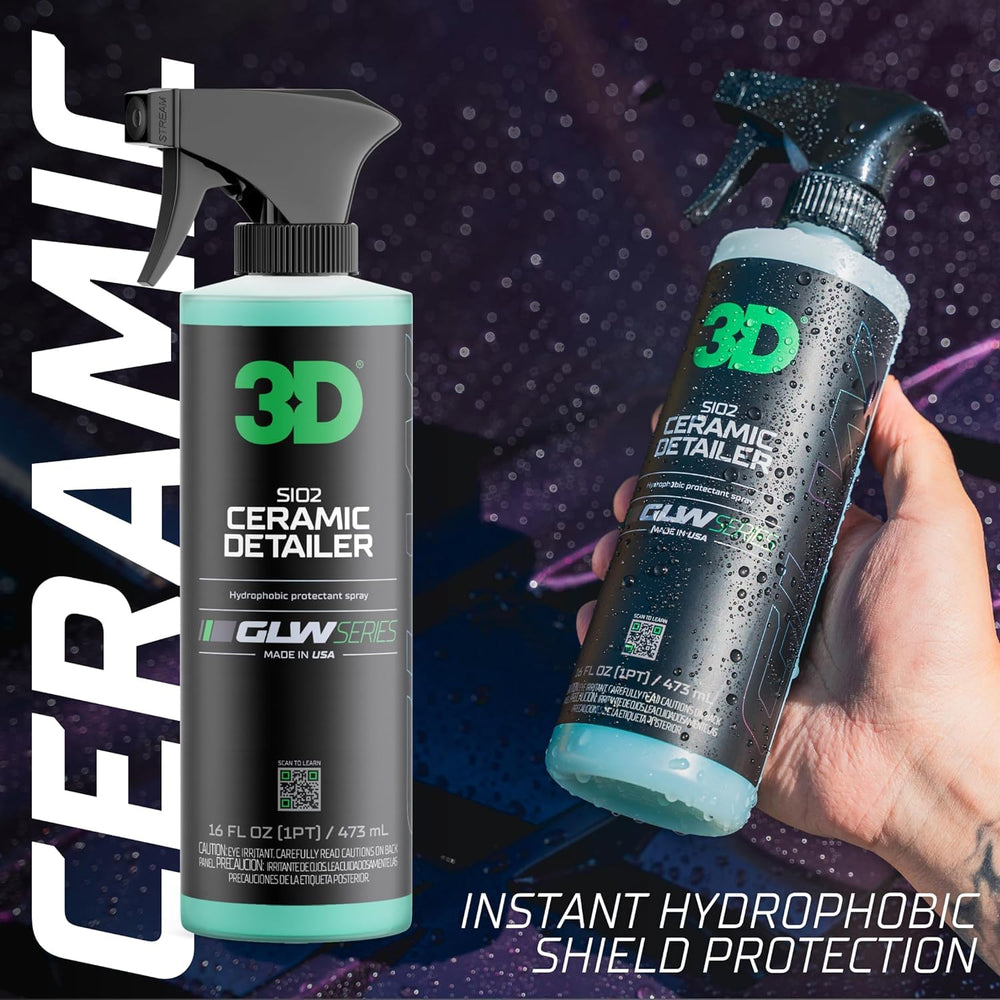 Spray action on vehicle panel delivers even coating and slick feel.