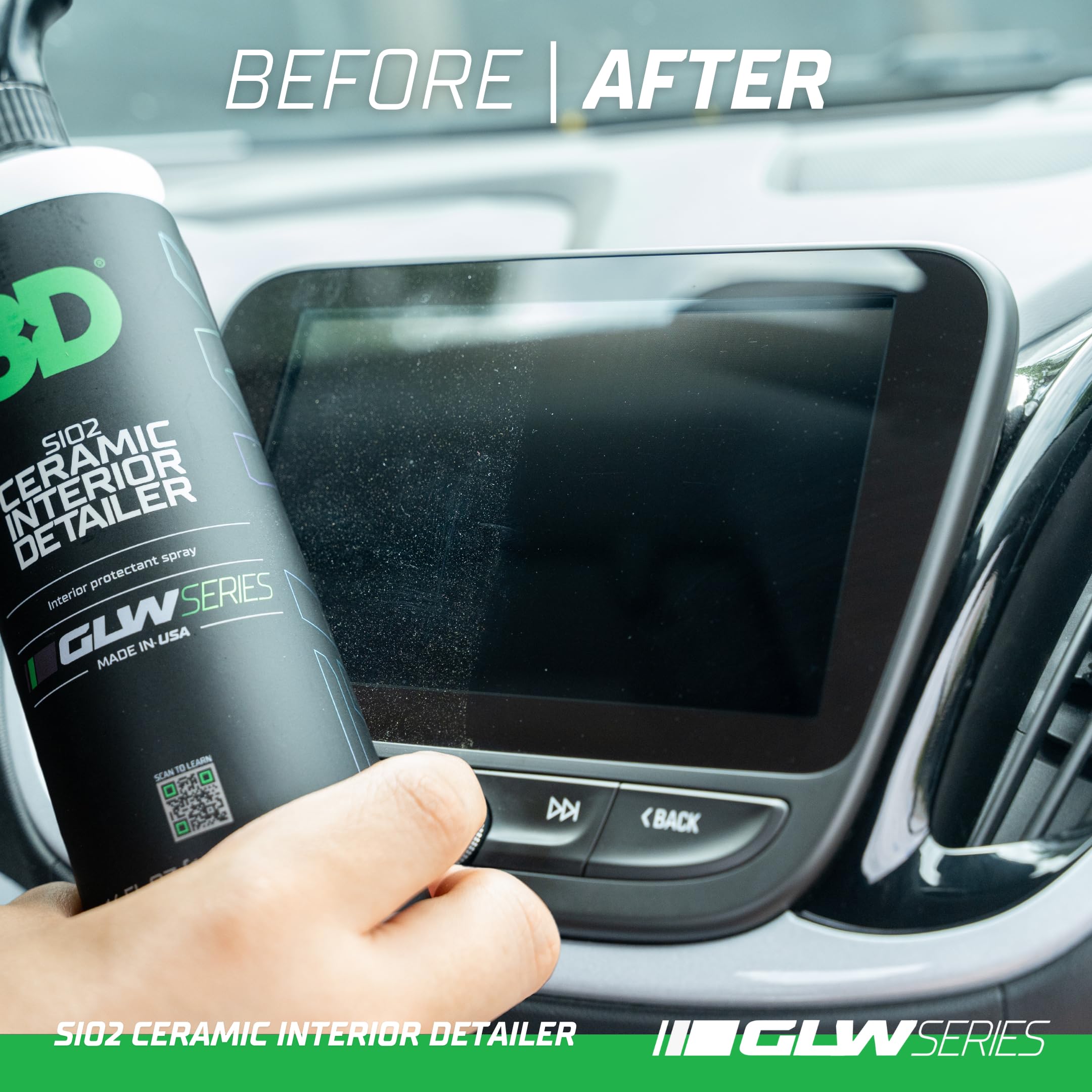 Durable ceramic protection layer formed on interior surface by 3D SiO2 Detailer.