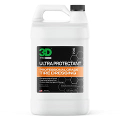 3D Ultra Protectant Tire Shine spray being applied to tire for high-gloss finish