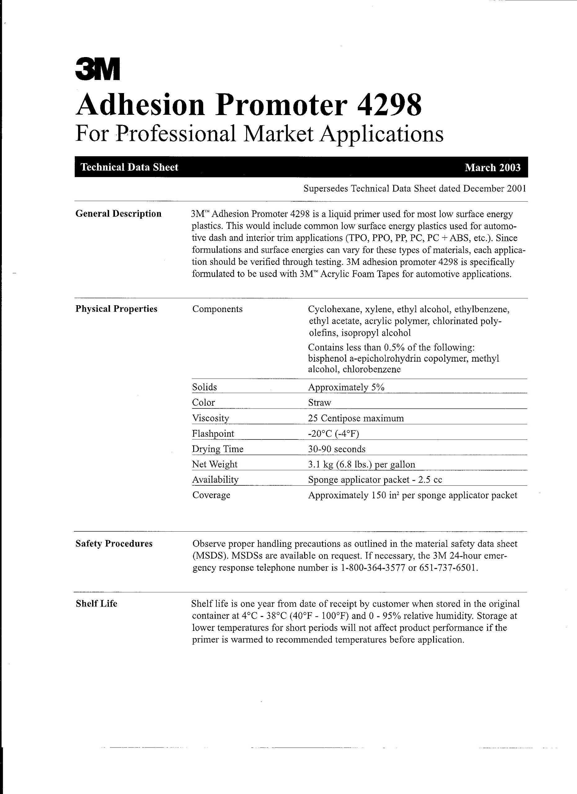 3M 4298 UV-detectable packets aid precise application during bonding