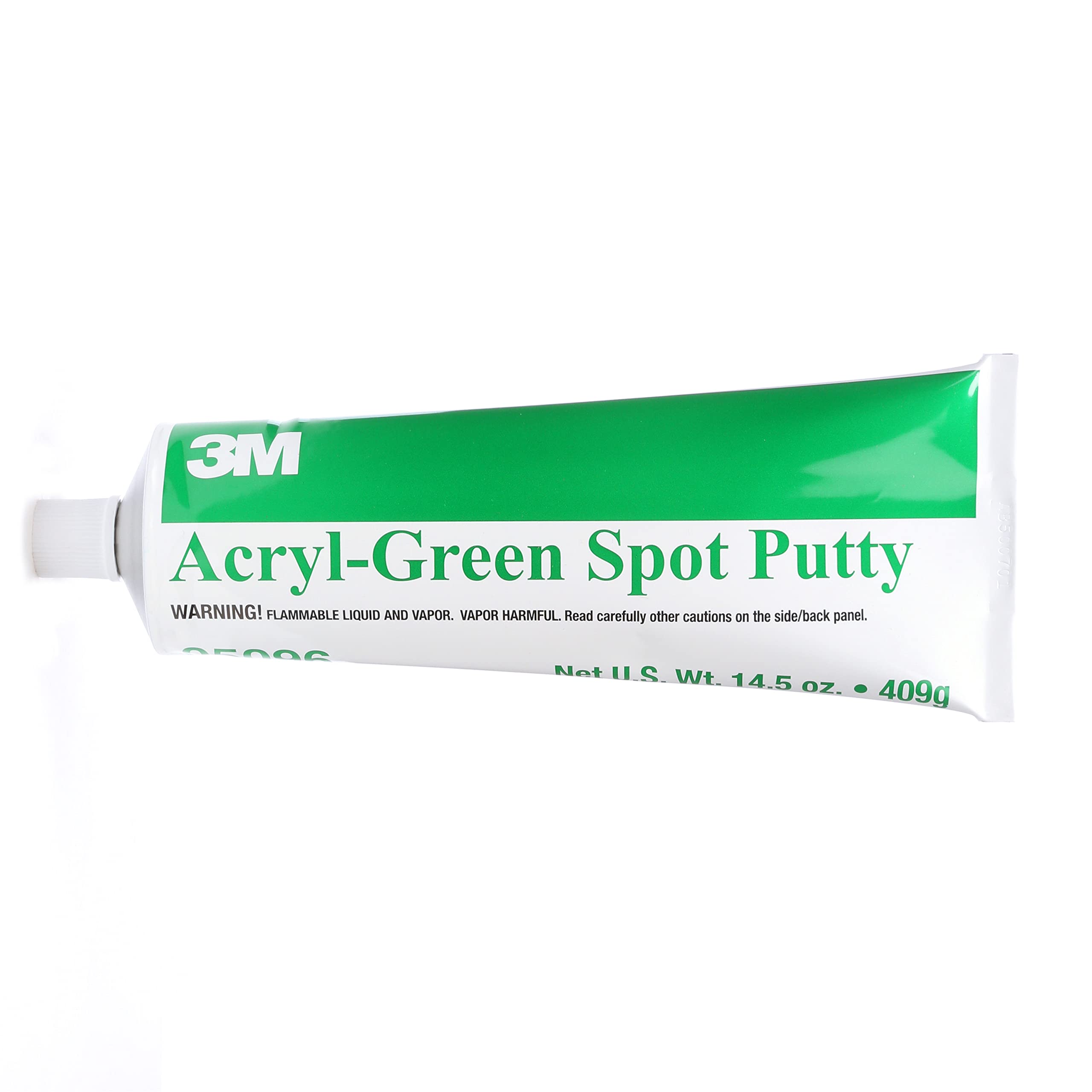 3M Acryl-Green Spot Putty tube ready for fast drying and easy sanding.