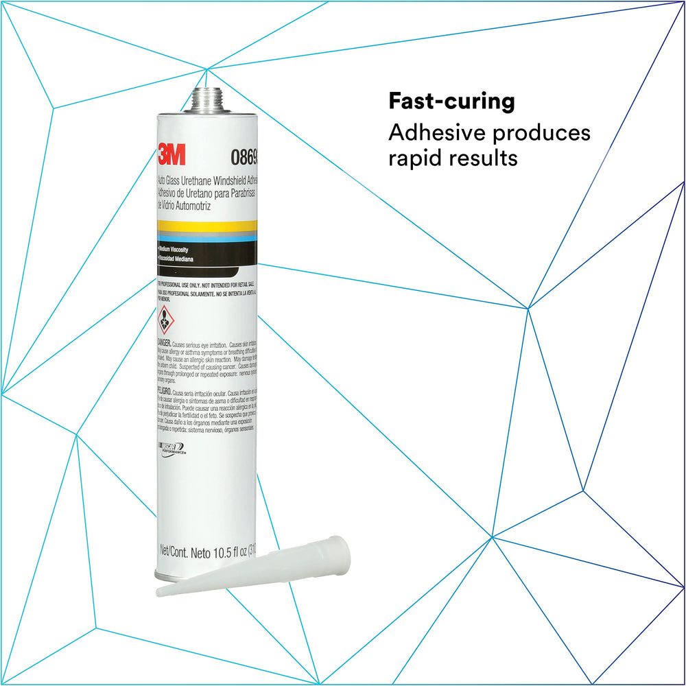 3M Auto Glass Urethane Windshield Adhesive 08693 cured bead demonstrates high-strength bond.