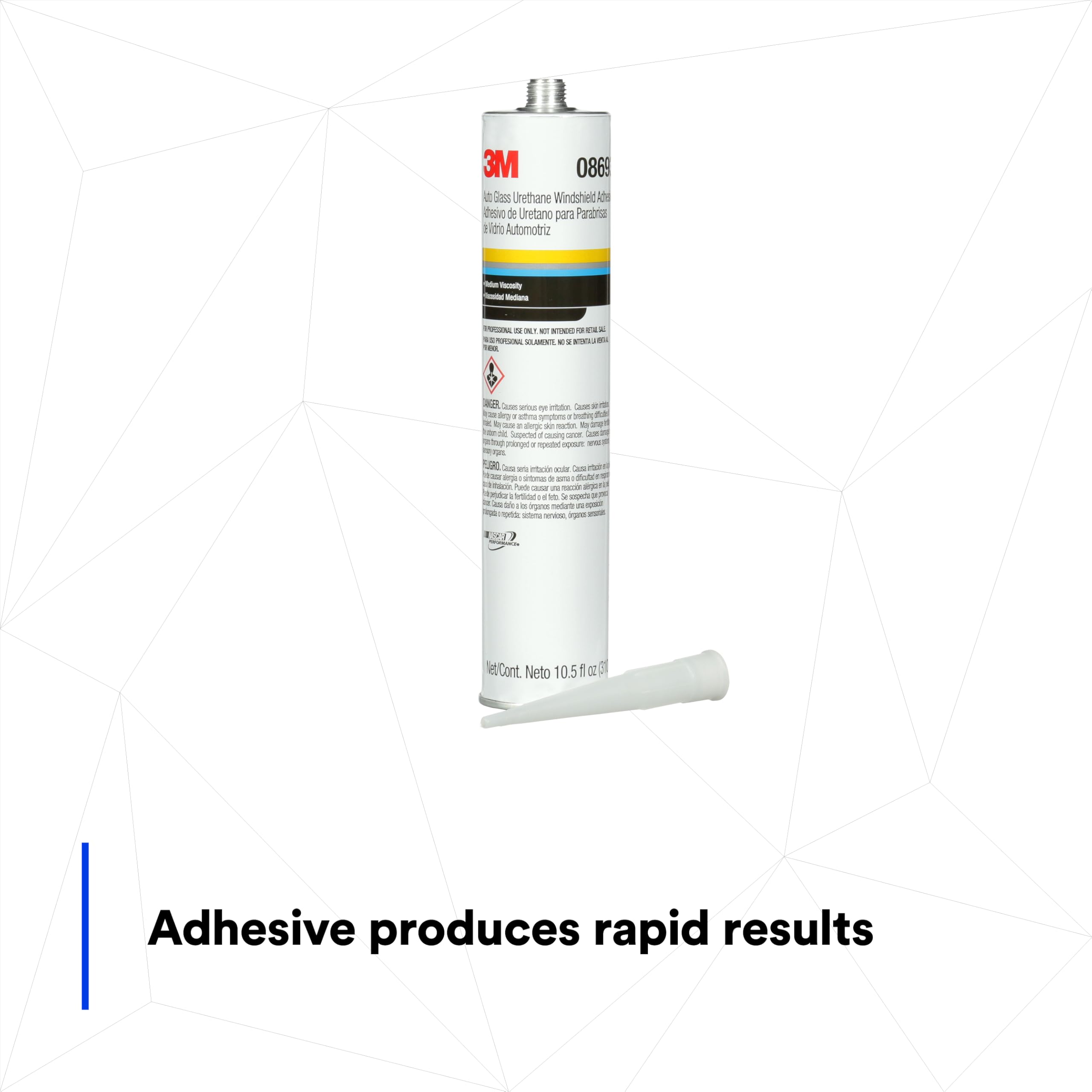 3M Auto Glass Urethane Windshield Adhesive 08693 technical sheet highlights viscosity.
