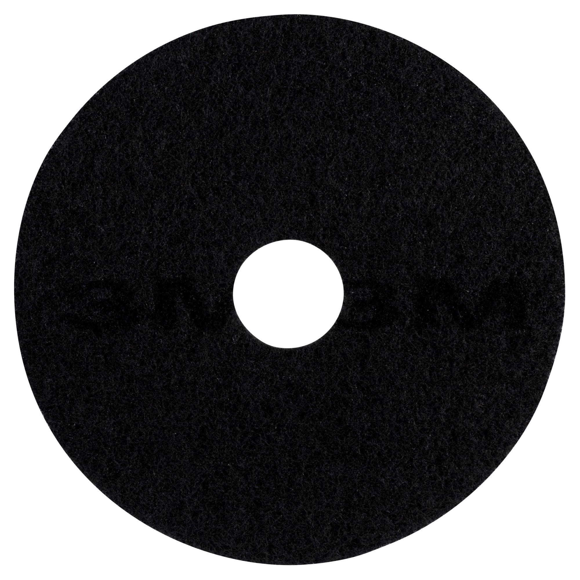 The 3M Black Stripper Pad 7200 removes old finishes from concrete surfaces efficiently.