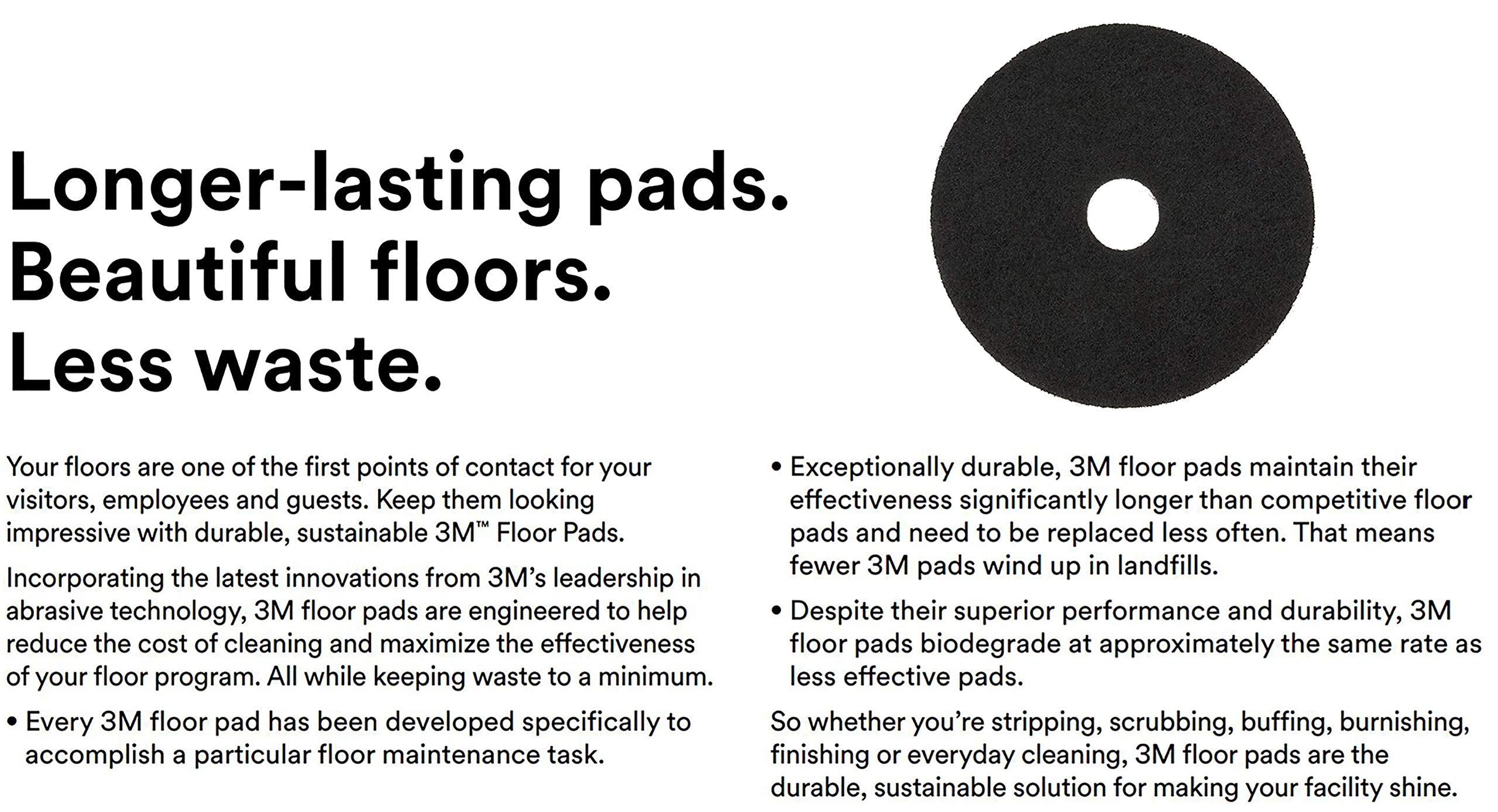 3M Black Stripper Pad 7200 open-textured surface resists clogging during stripping
