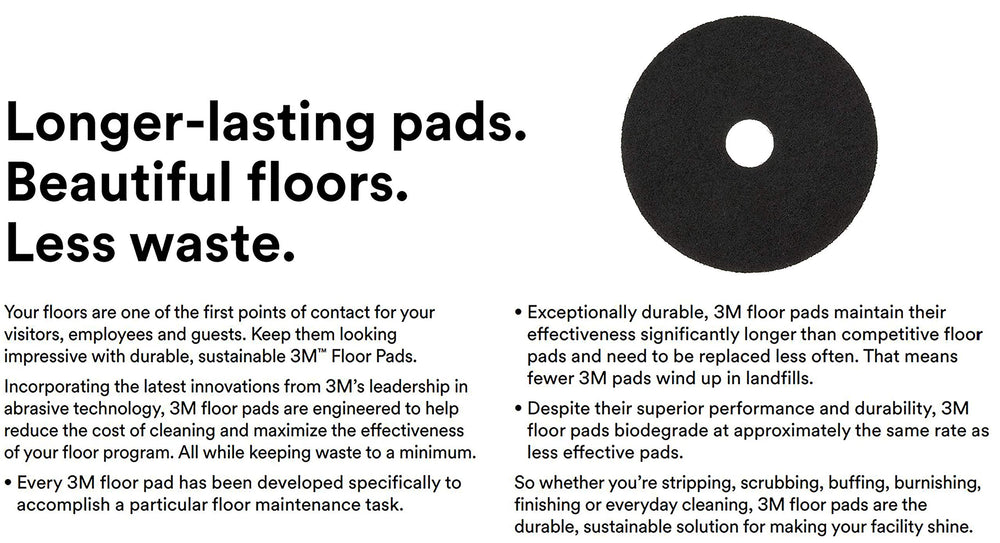 3M Black Stripper Pad 7200 open-textured surface resists clogging during stripping
