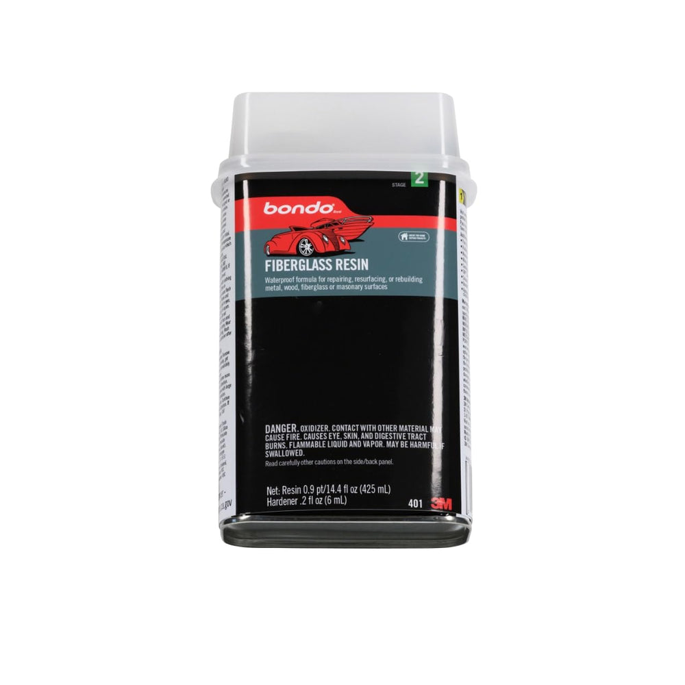3M Bondo liquid hardener paired with resin for precise mixing.
