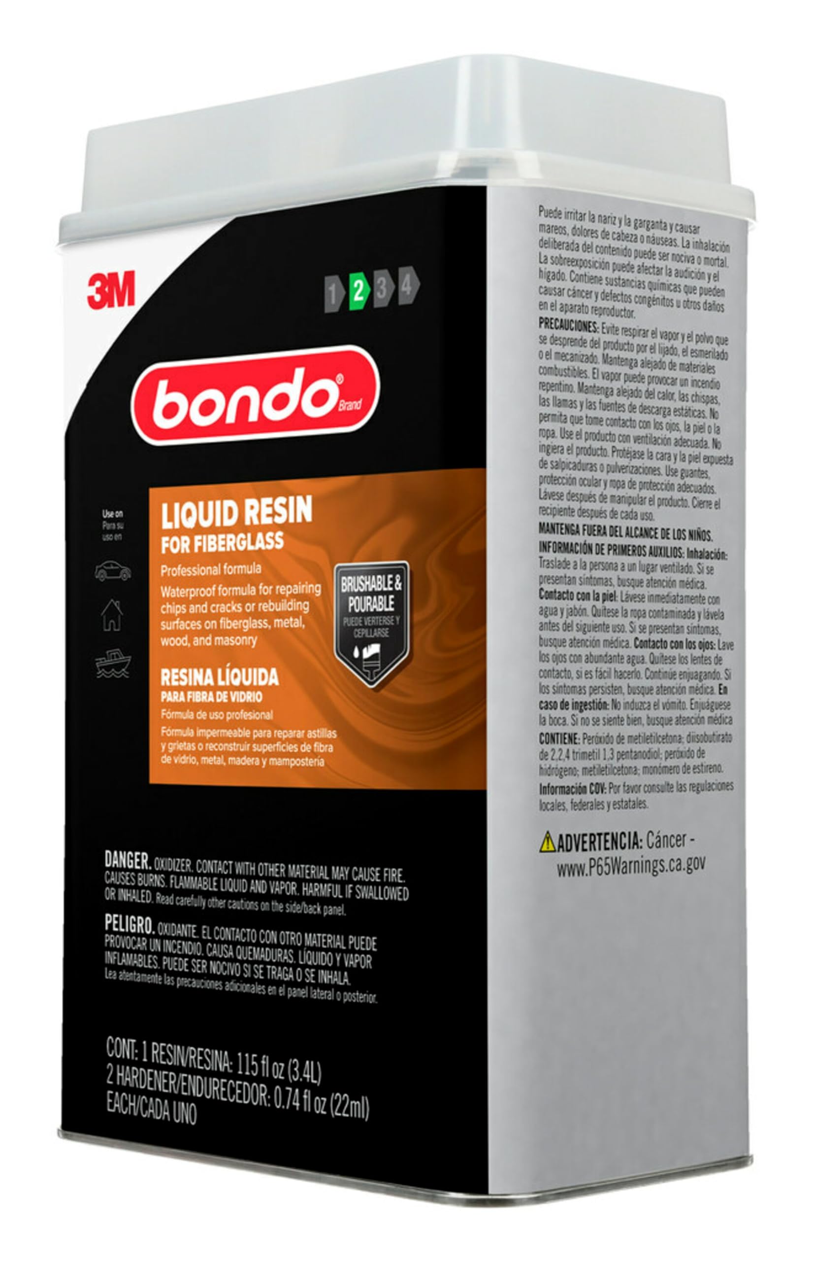 3M Bondo Fiberglass Resin waterproof seal on fiberglass surface for lasting protection