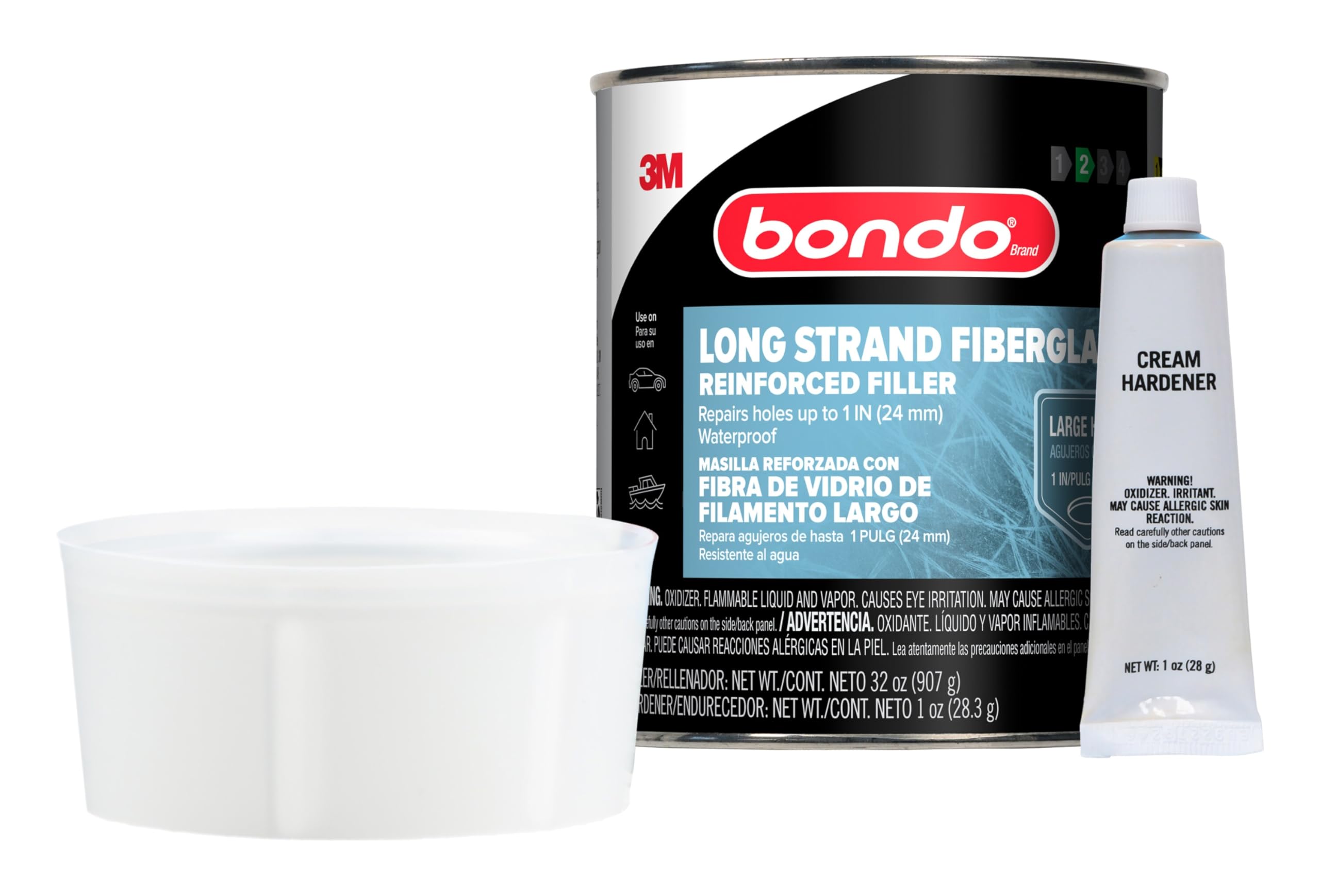 3M Bondo-Hair long-strand fiberglass filler pour for tough repairs with extra strength