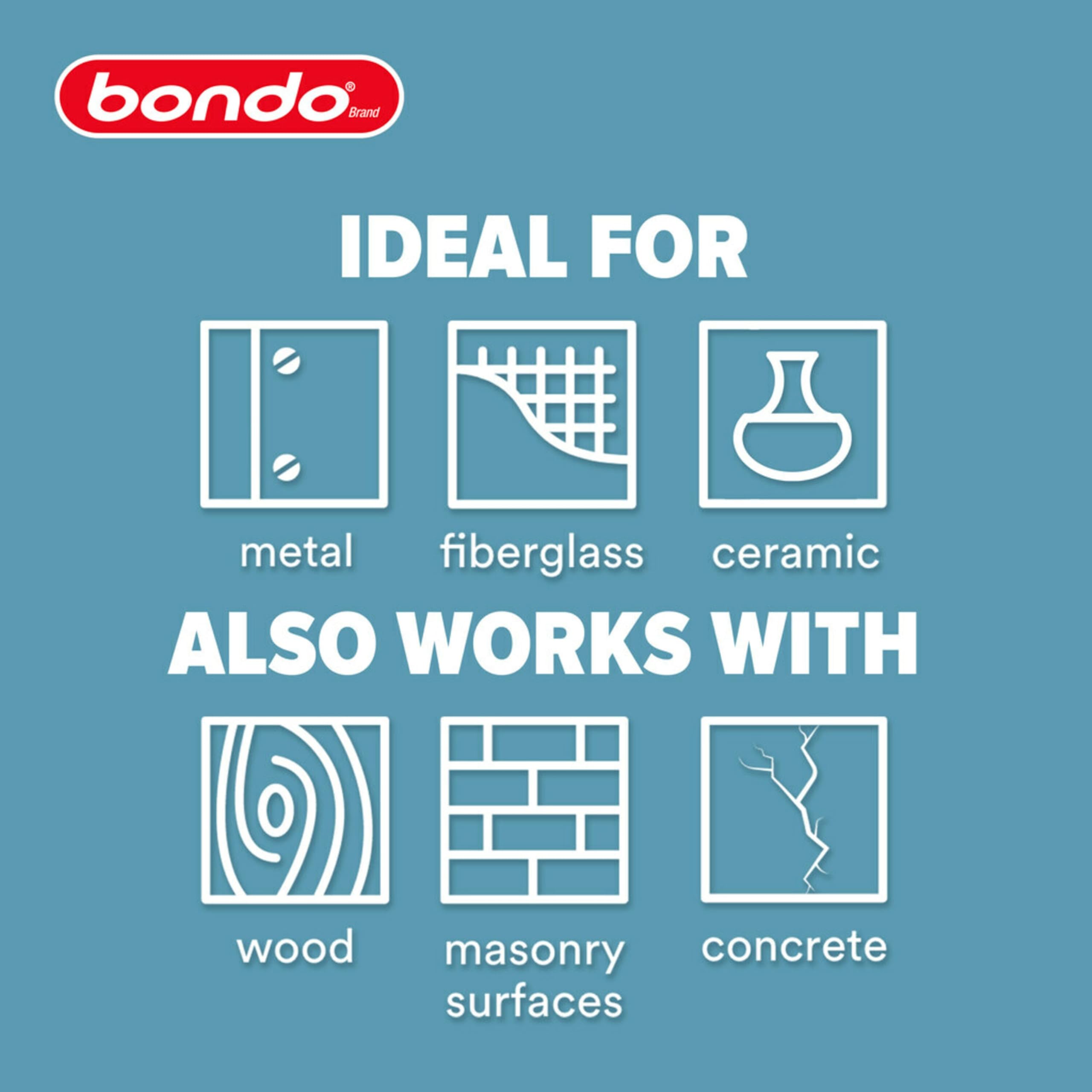 3M Bondo-Hair long-strand filler working across fiberglass, metal, and wood materials