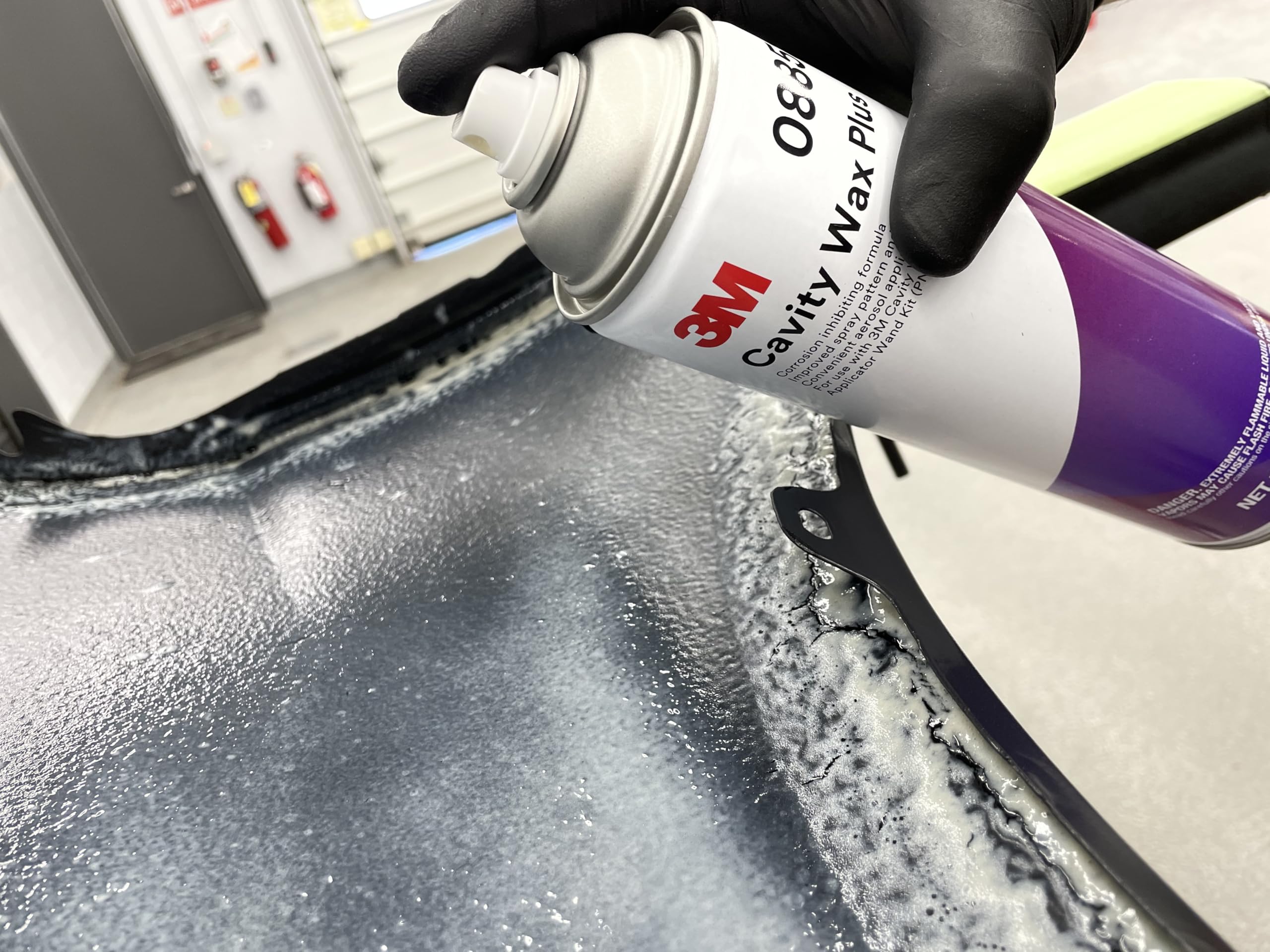 Spray application showing easy coverage in hard-to-reach areas