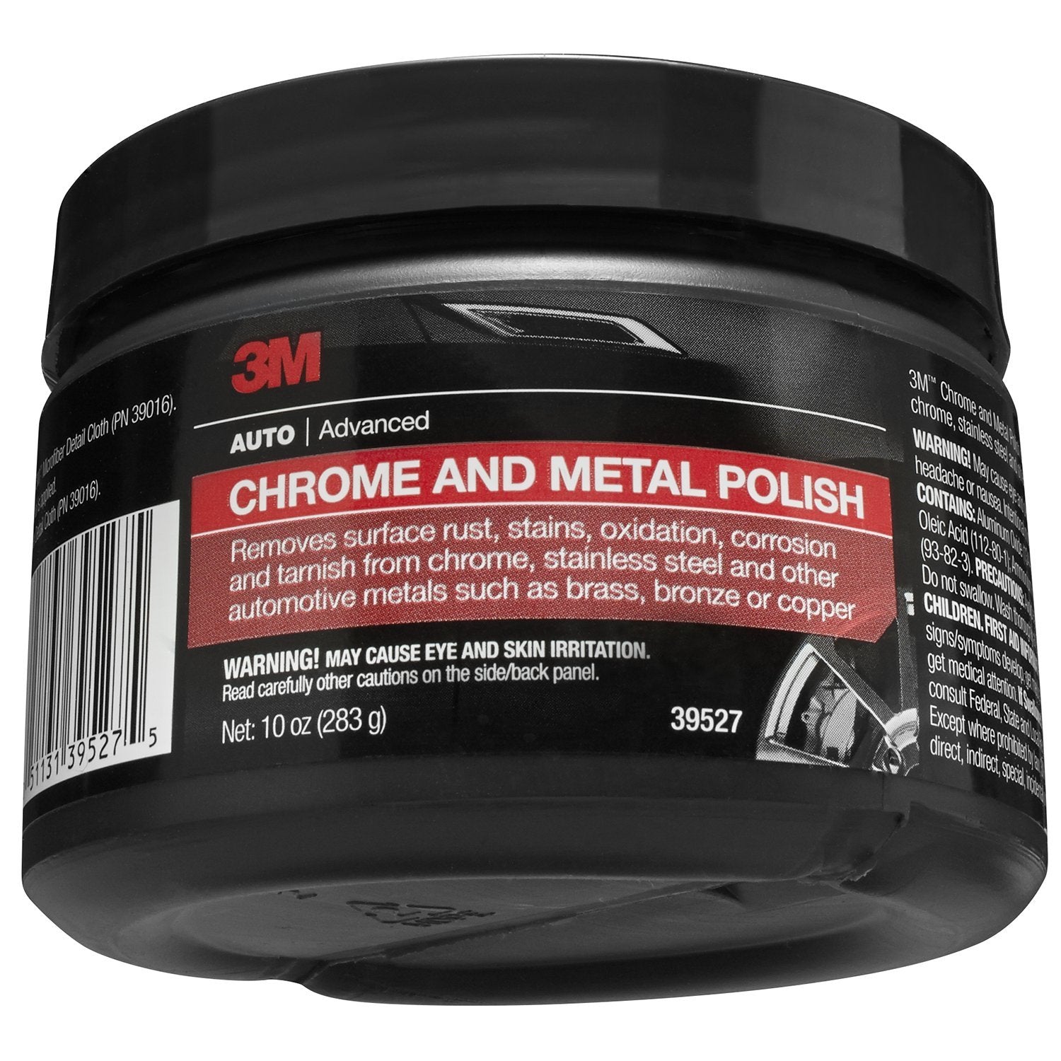 3M chrome and metal polish bottle shows easy application and showroom shine