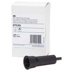 3M CX-DR brake hub cleaning disc holder in use showing extended reach between wheel studs.