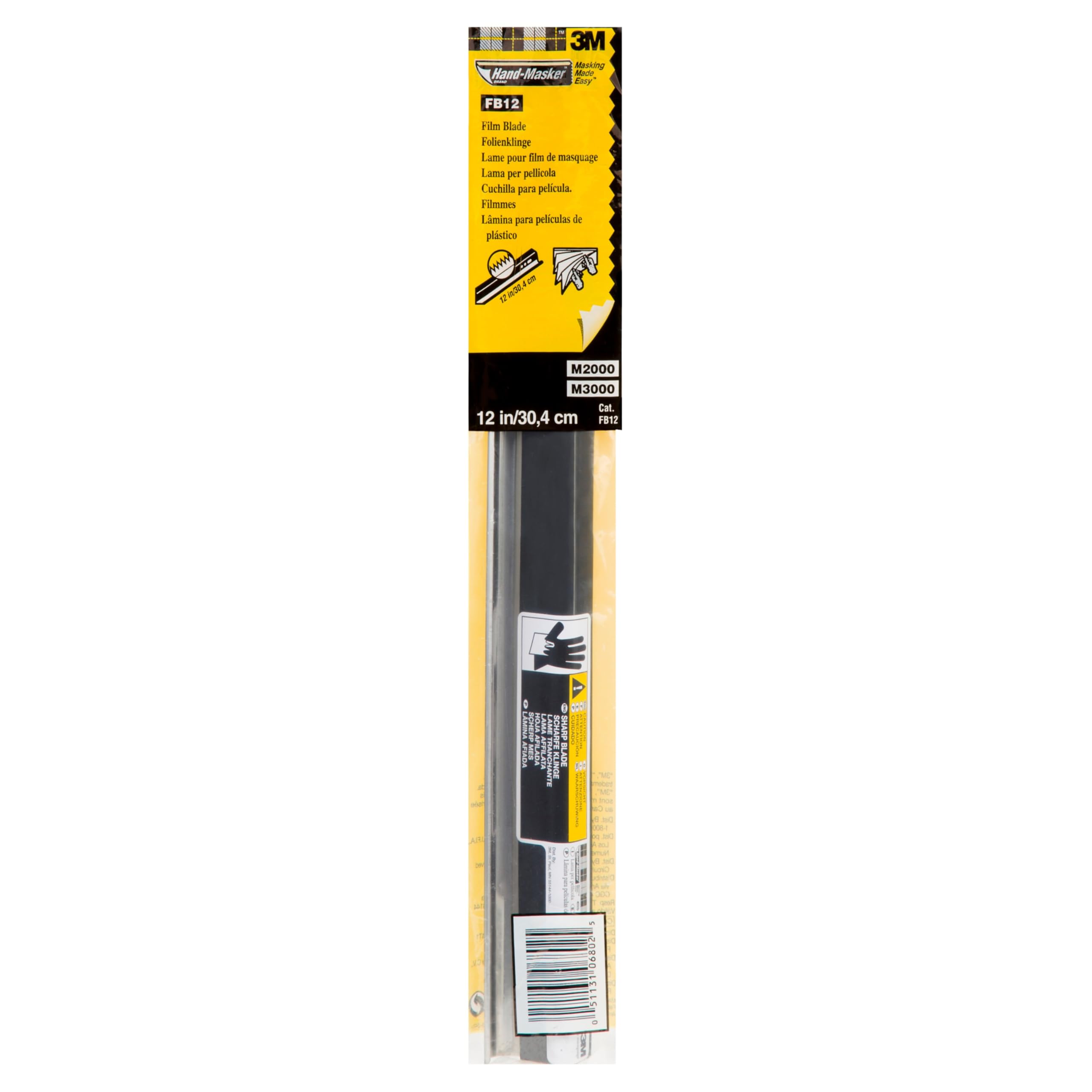 3M Hand-Masker FB12 film blade close-up showing sharp stainless steel edge for precise cuts