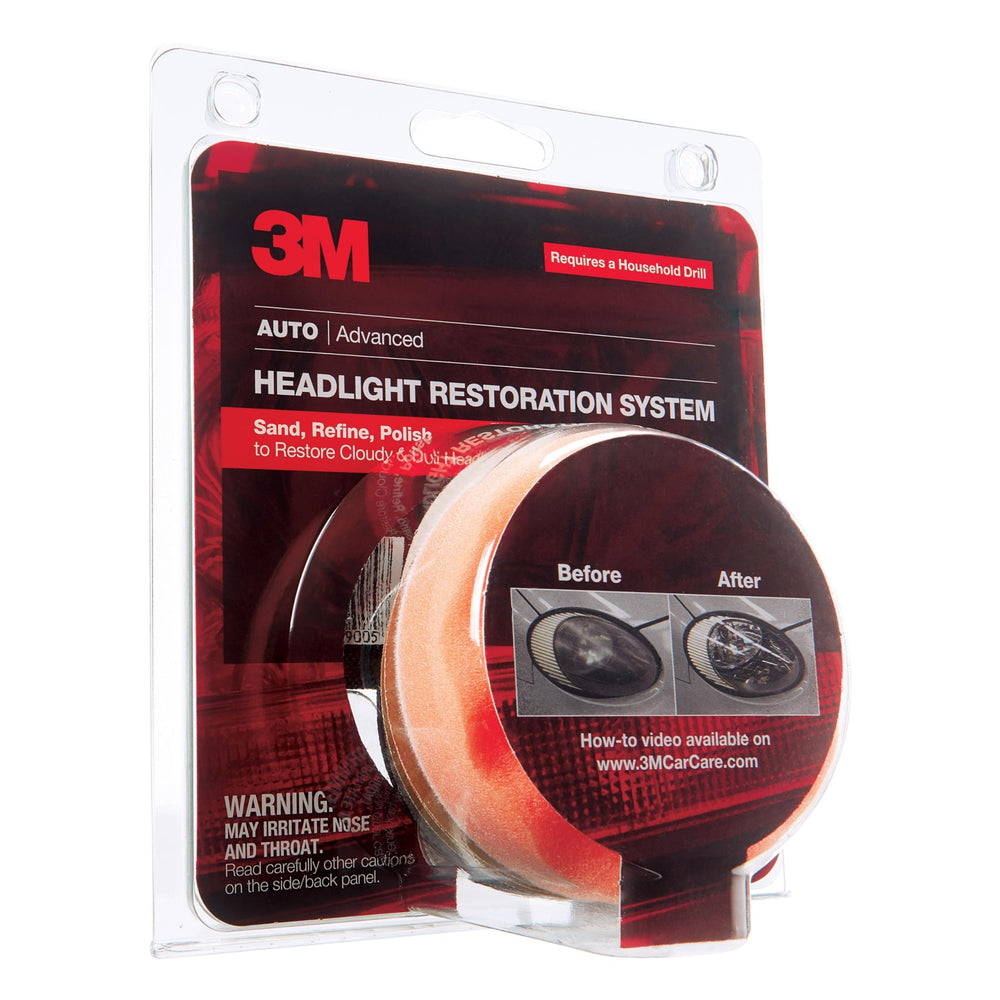3M Headlight Restoration disc pad holder for even sanding and consistent results.