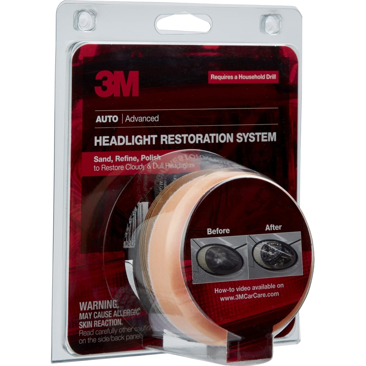 3M headlight restoration kit packaging box shown for easy storage.