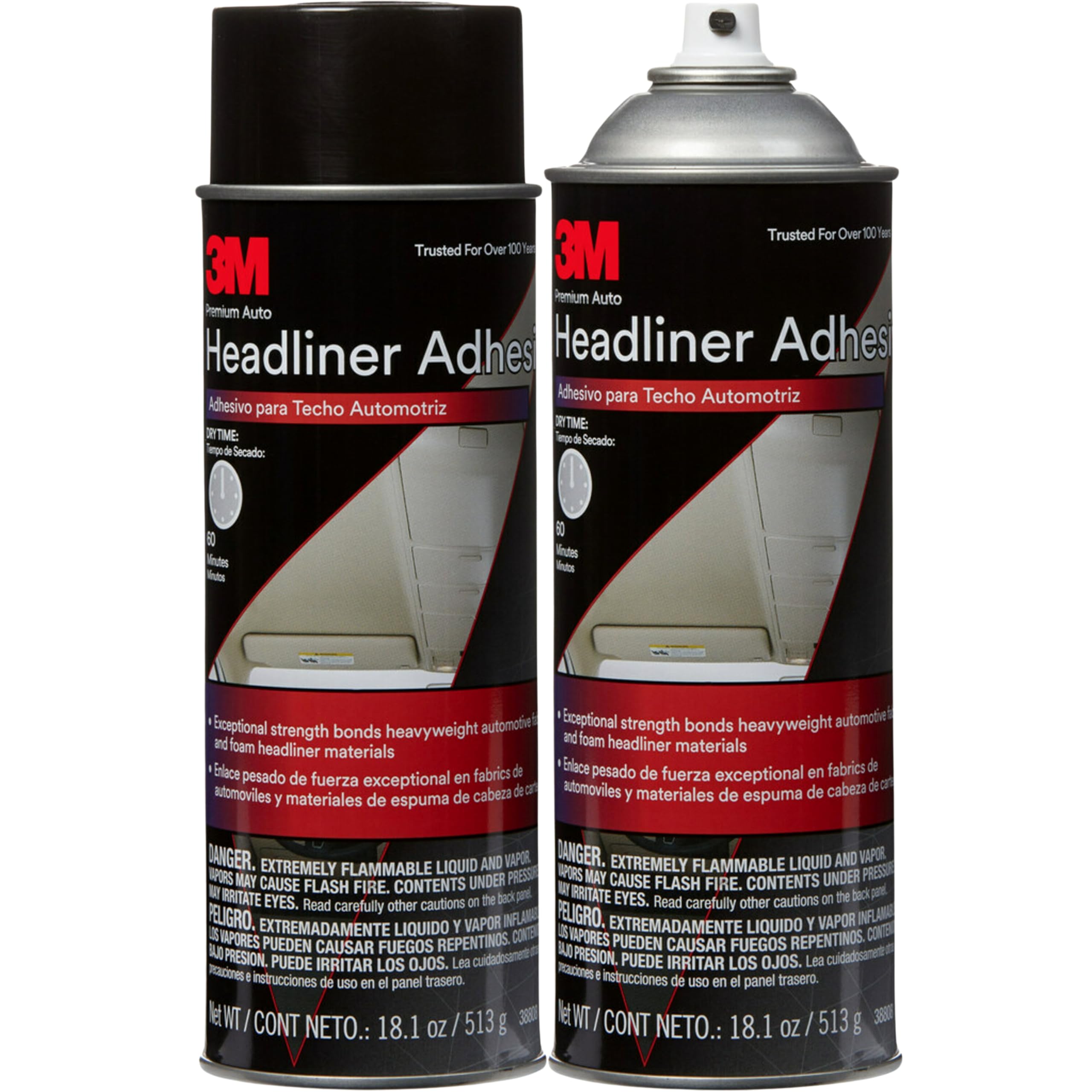 3M Headliner Adhesive aerosol can 2-pack bonds headliners efficiently for automotive interiors.