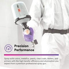 3M HVLP atomizing head 1.2 enables precise spray for solid colors.