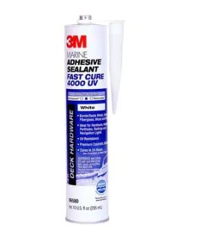 3M Marine Adhesive Sealant 4000 UV provides UV-stable sealing for exterior surfaces.
