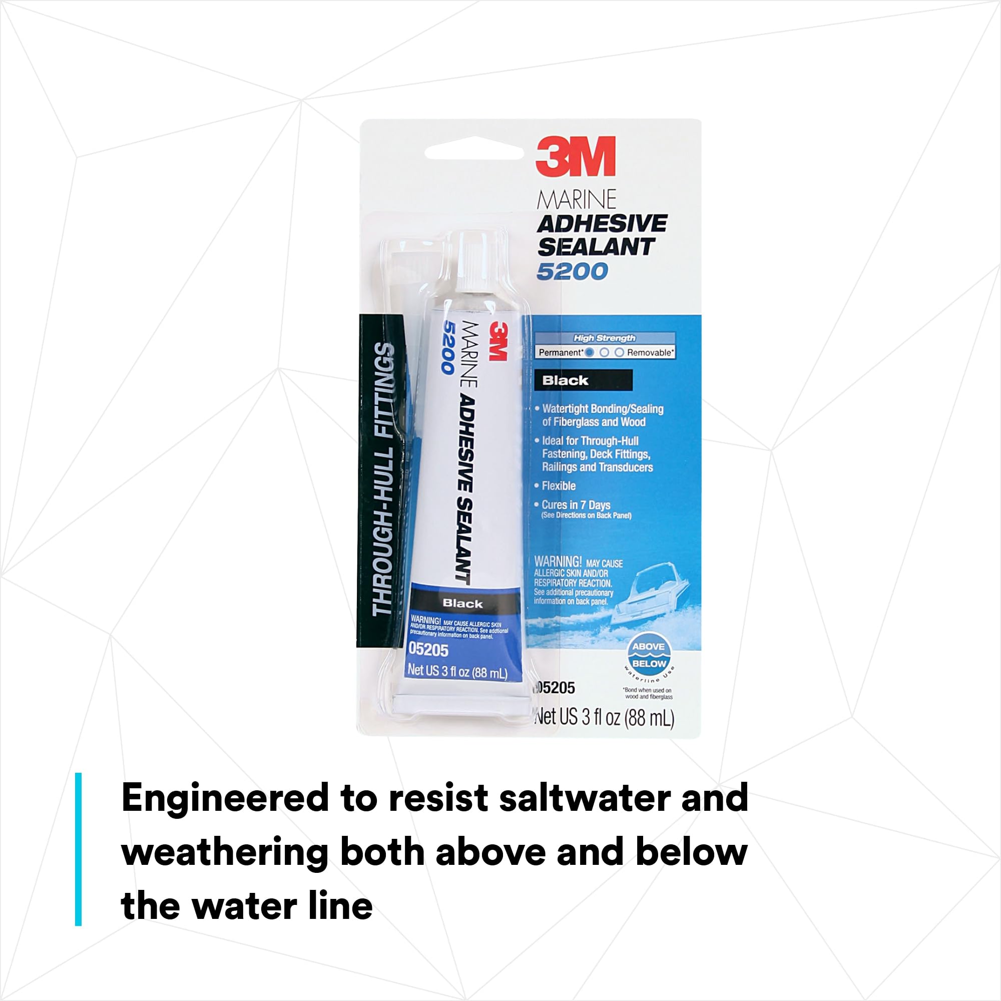 3M Marine Adhesive Sealant 5200 black through-hull fittings sealed against leaks