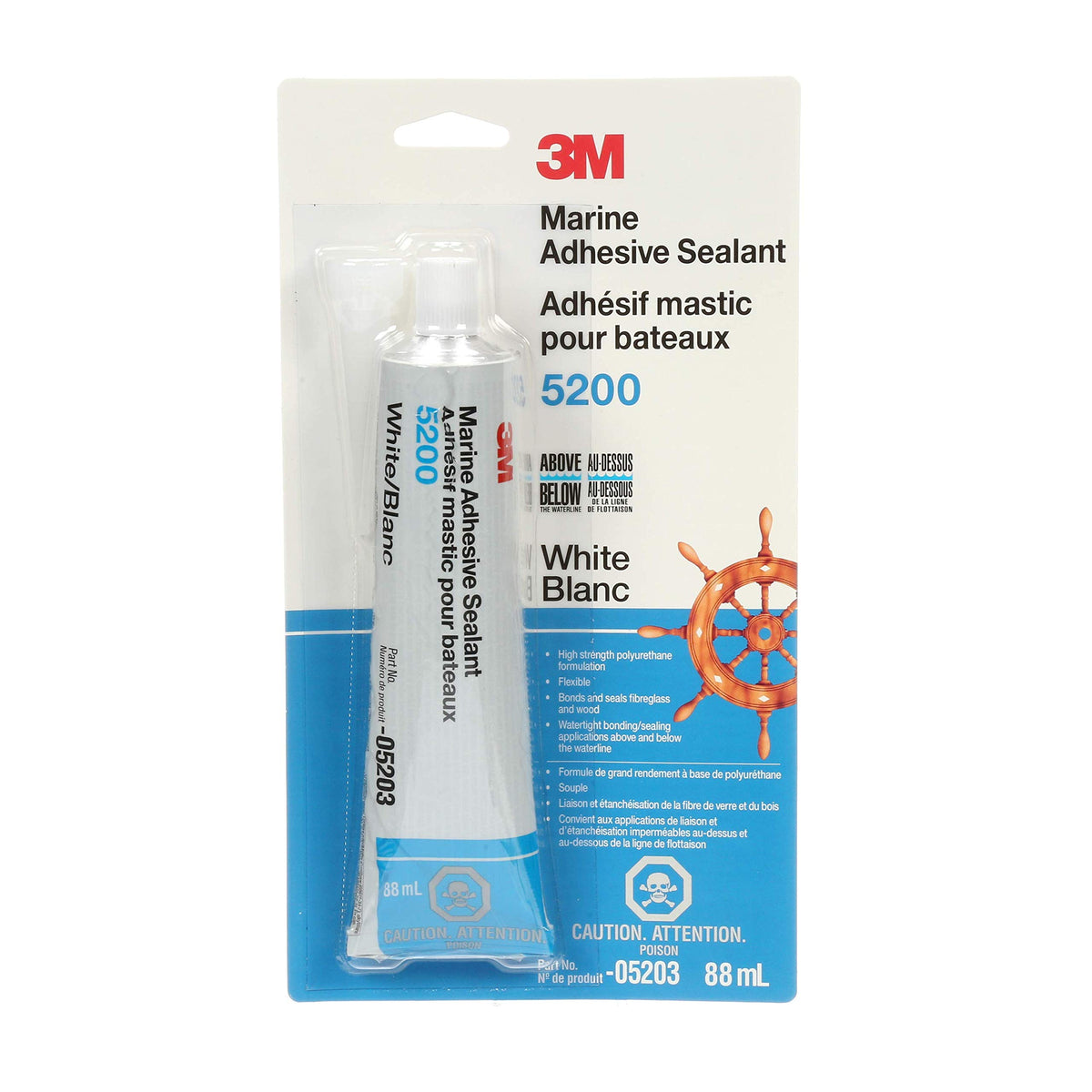 3M Marine Adhesive Sealant 5200 tube ready for permanent bonding on boats