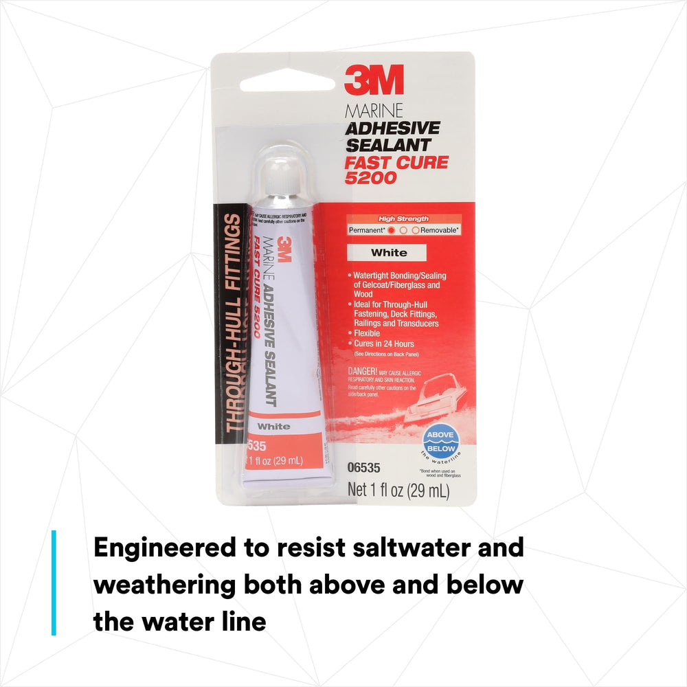 3M 5200 sealant used for under-molding bond with flexible, vibration-resistant seal.