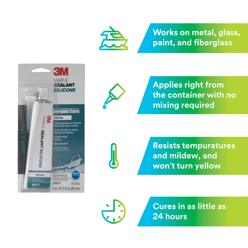 Non-yellowing finish of 3M Marine Grade Silicone Sealant