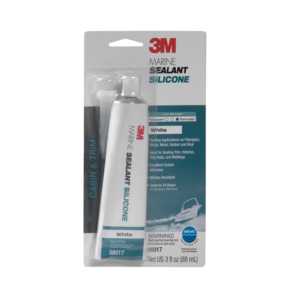 3M Marine Grade Silicone Sealant PN08017 white 3 oz tube for durable sealing